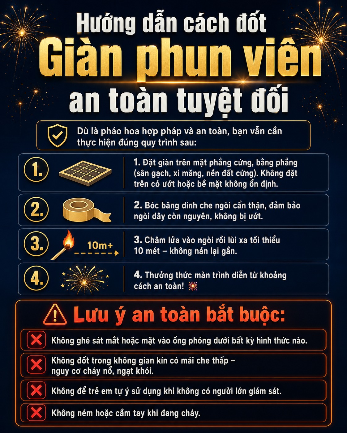 Hướng dẫn cách đốt Giàn phun viên an toàn tuyệt đối