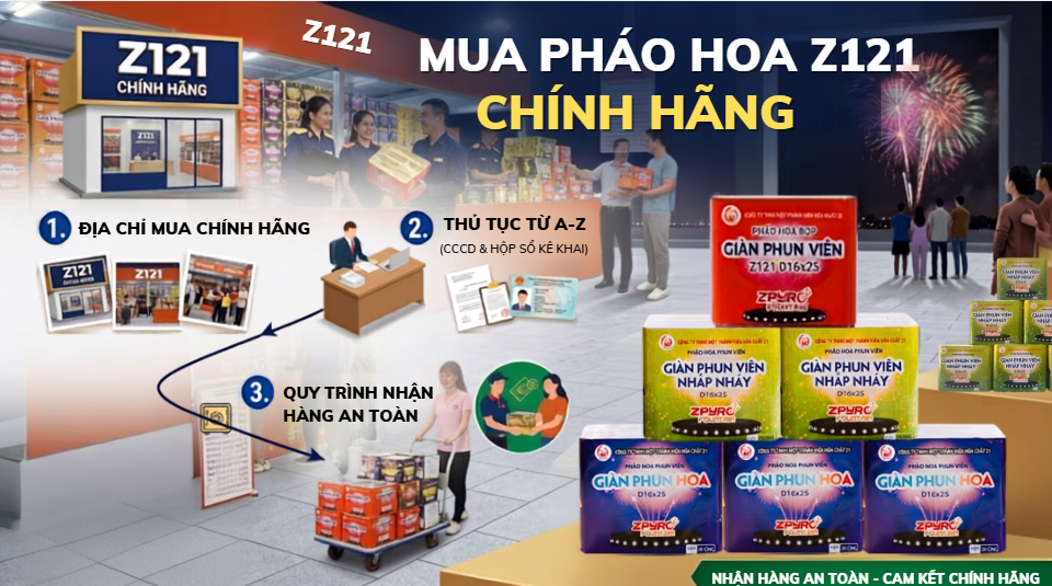 Địa Chỉ Mua Pháo Hoa Z121 Chính Hãng: Thủ Tục Từ A-Z Và Quy Trình Nhận Hàng An Toàn