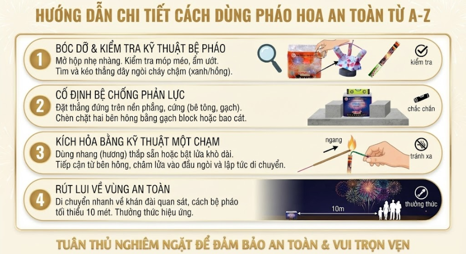 Cách dùng pháo hoa an toàn